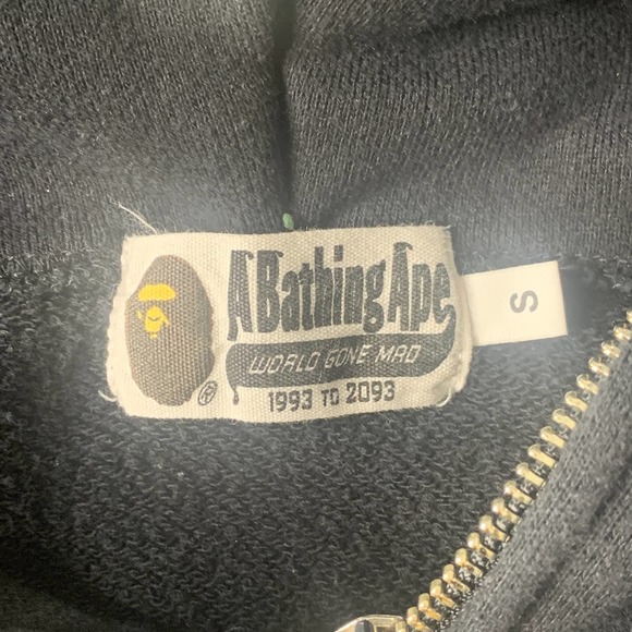 A Bathing Ape Mens Hoodie Sweatshirt Size Small Black Baby Milo Full Zip Pocket - Picture 9 of 12